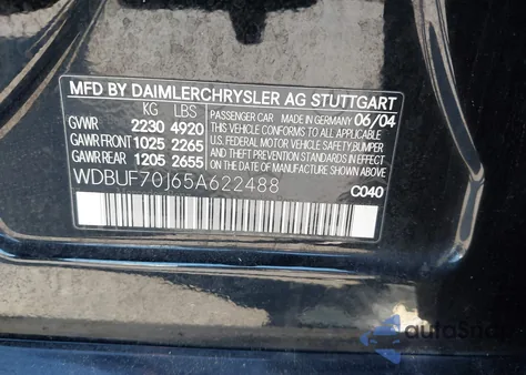 2005 Mercedes-Benz E 500 из США, поврежденный, VIN WDBUF70J65A622488